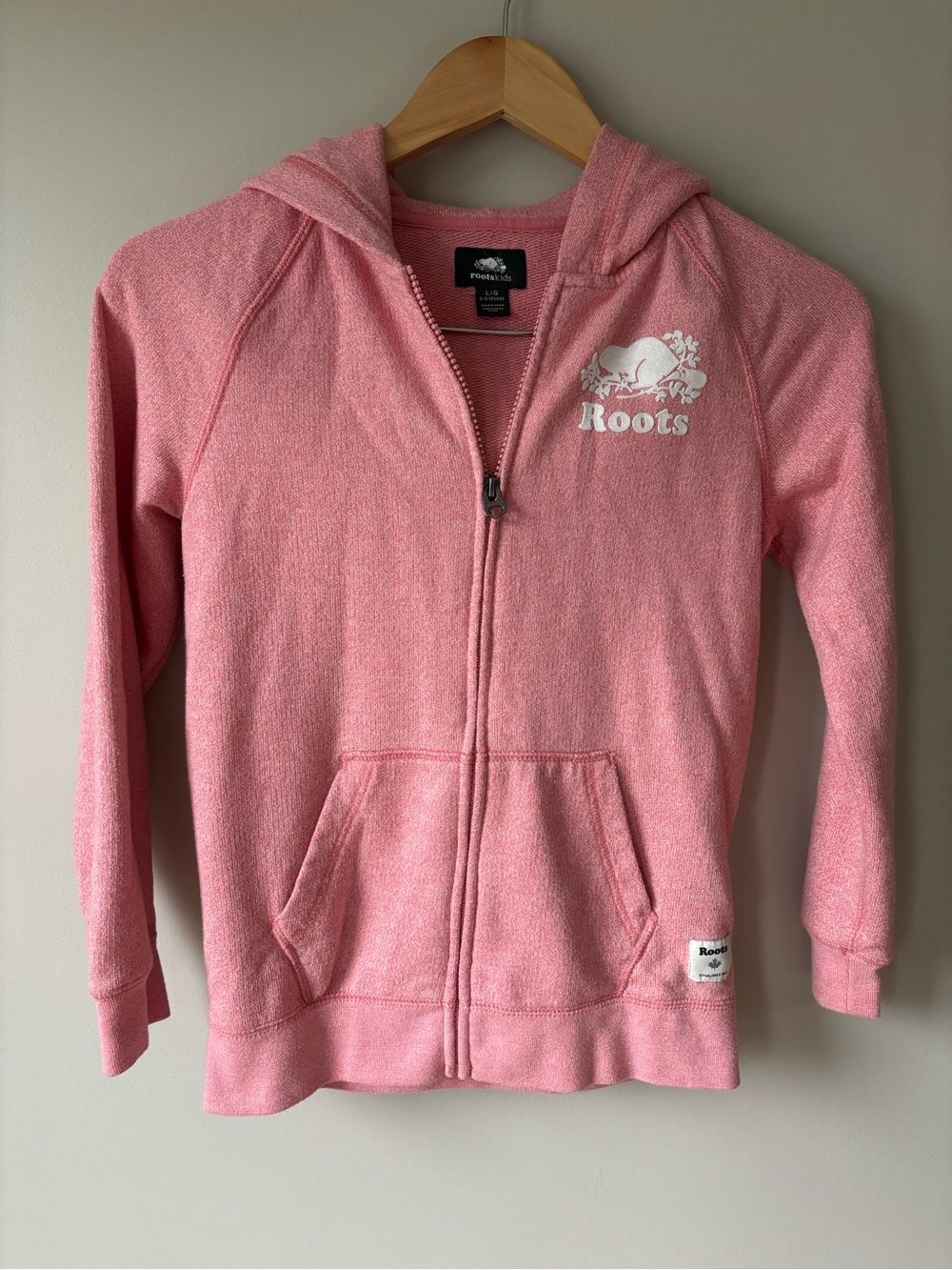 Roots Kids' Pink Zip Hoodie Girls Size L
